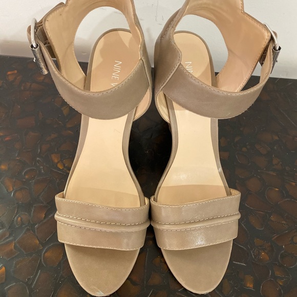Nine West Shoes - NINE WEST Wedge sandals, light tan leather,8.5,EUC